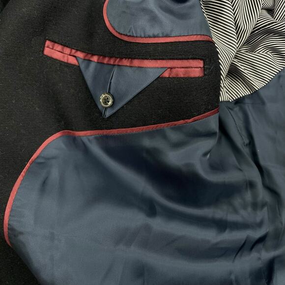 Lands' End Wool Blend Single Breasted Long Top Coat Black Men Size L Reg - Picture 14 of 14